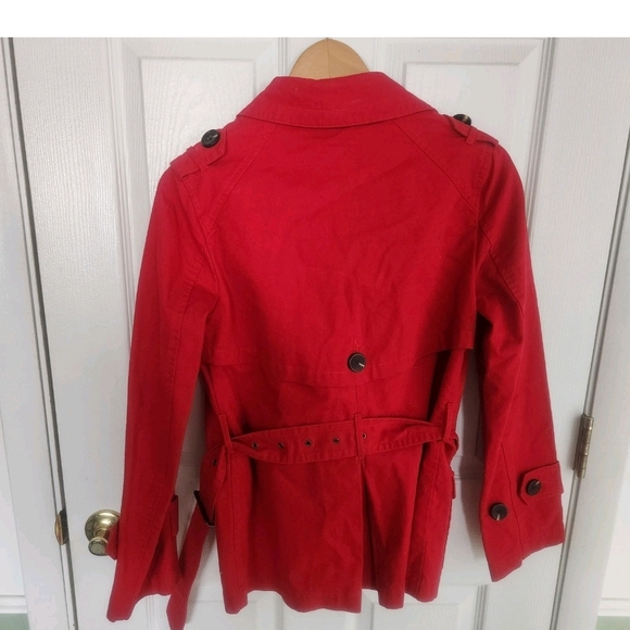 J. Peterman Women Size XXS Red Peacoat Raincoat Belted Double Breasted $248 MSRP - Picture 7 of 9